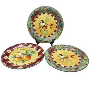 Lenox Winter Greetings Everyday dinner plates Chickadee tufted titmouse 10.5"